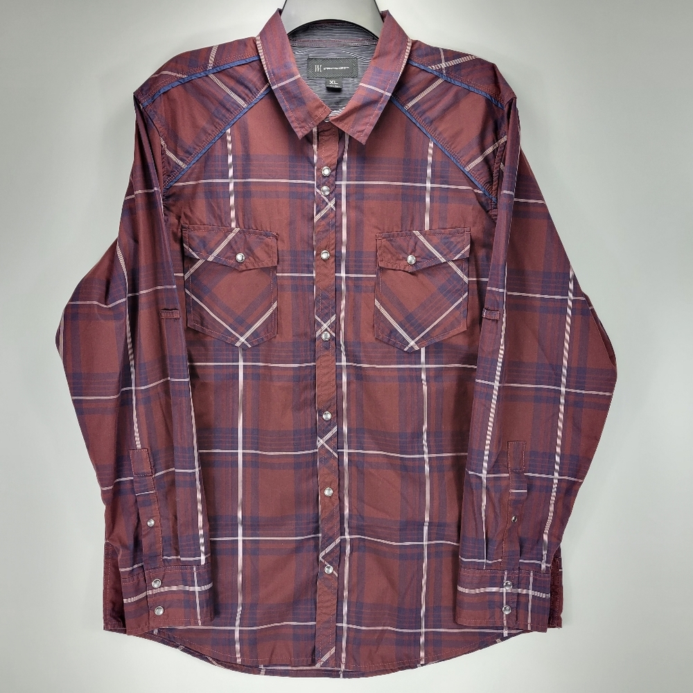 INC International Concepts Long Sleeve Pearl Snap Shirt Mens XL Western Cowboy